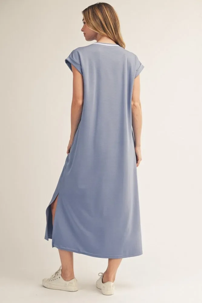 Denim Blue Side Slit Midi Dress sold by Pinkblush product image thumbnail 3