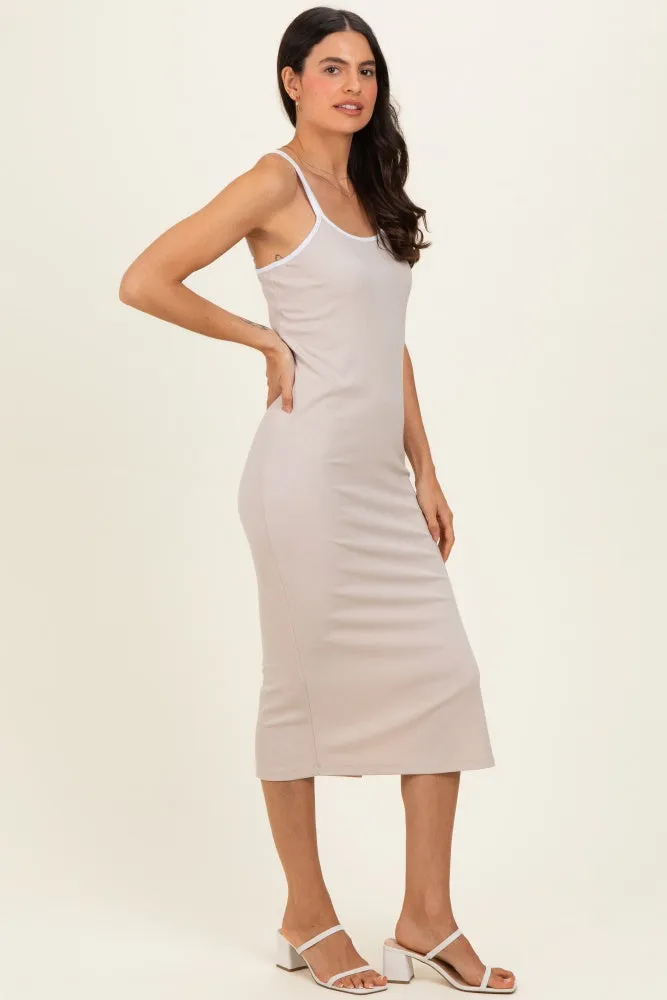 Beige Contrast Double Strap Midi Dress sold by Pinkblush product image thumbnail 2