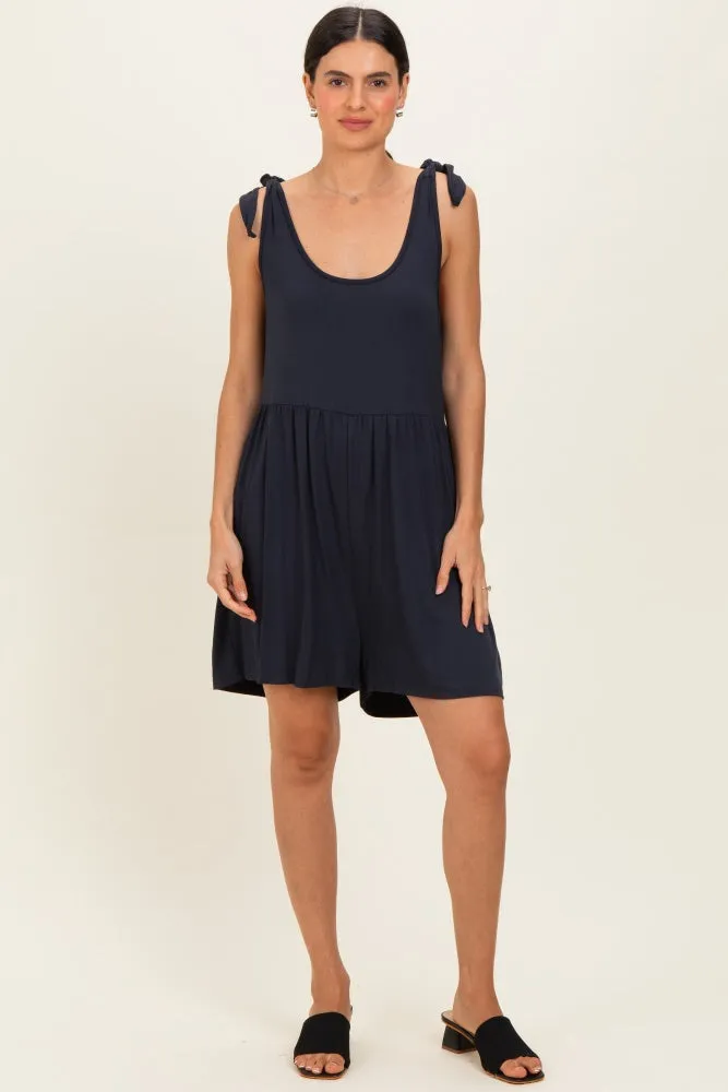 Navy Knot Strap Romper sold by Pinkblush