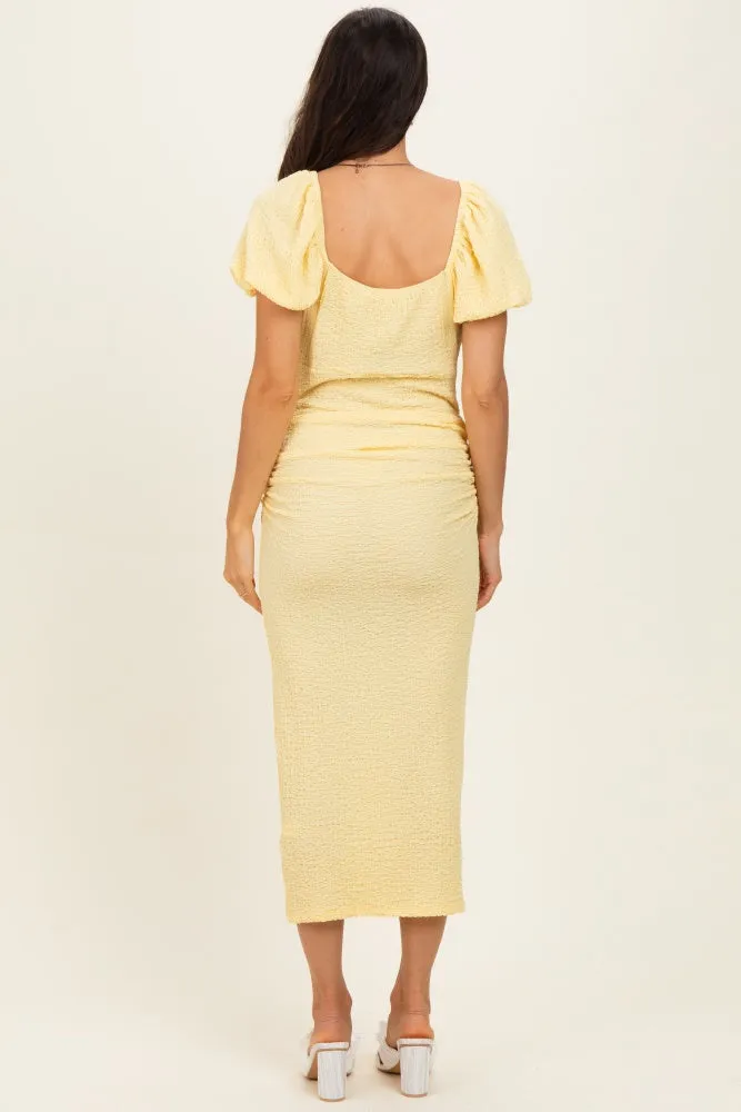 Yellow Knit Twisted Bust Short Sleeve Midi Dress sold by Pinkblush product image thumbnail 3