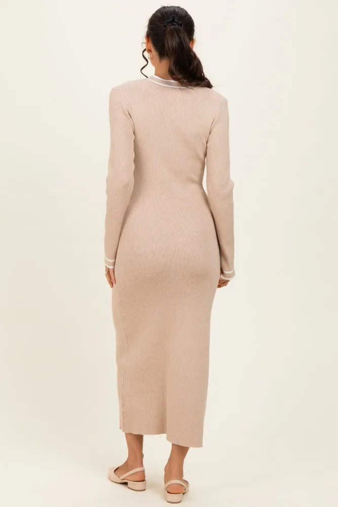 Cream Tie Neck Sweater Midi Dress sold by Pinkblush product image thumbnail 3