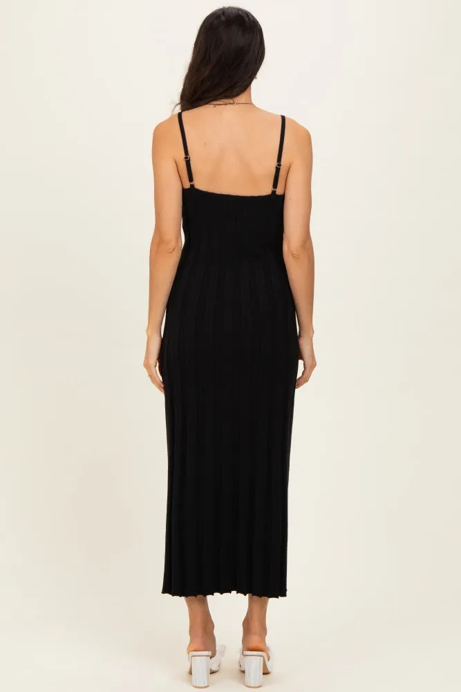 Black Rib Knit Sleeveless Maxi Dress sold by Pinkblush product image thumbnail 3