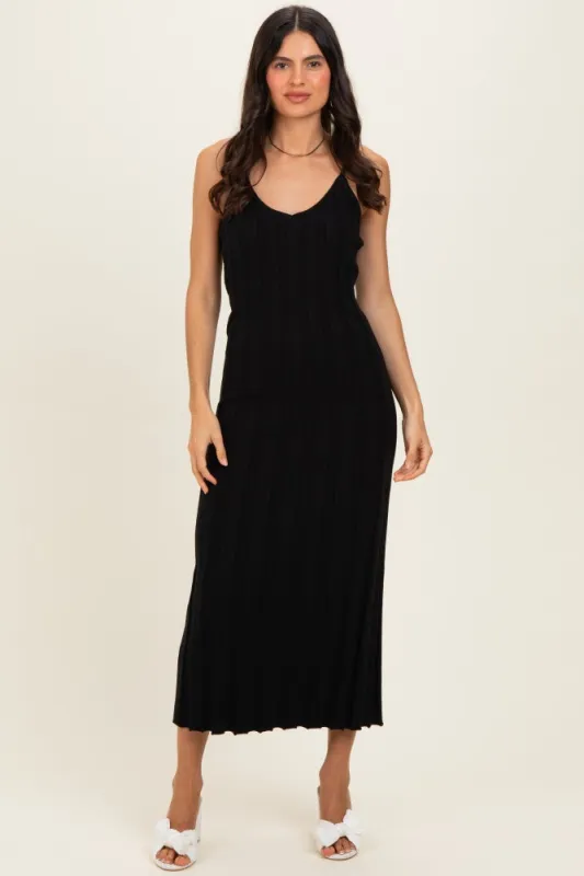 Black Rib Knit Sleeveless Maxi Dress made by Able