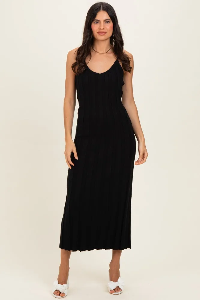 Black Rib Knit Sleeveless Maxi Dress sold by Pinkblush