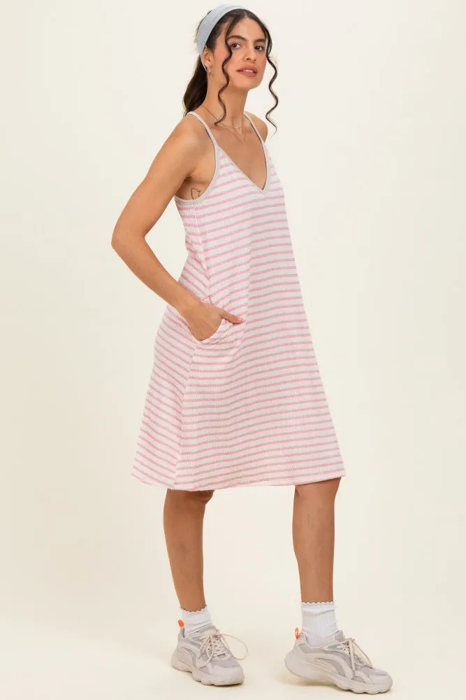 Cream/ Pink Striped Sleeveless Halter Mini Dress sold by Pinkblush product image thumbnail 2