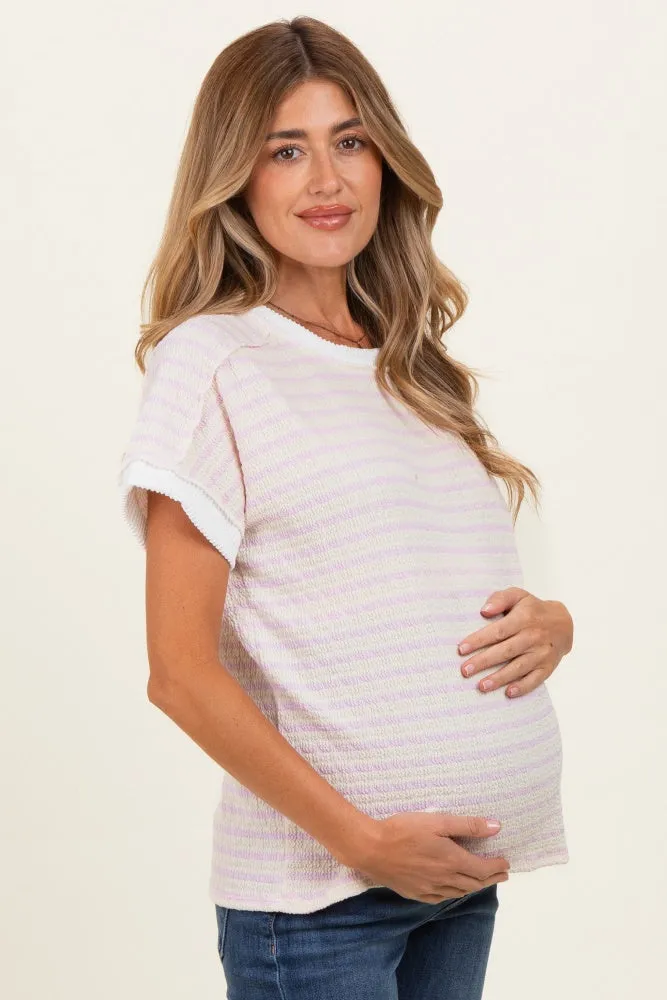 Blush Striped Knit Short Sleeve Maternity Top sold by Pinkblush product image thumbnail 3
