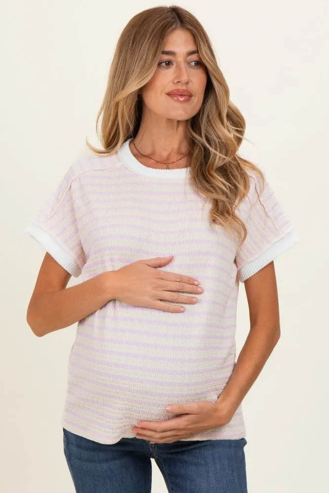 Blush Striped Knit Short Sleeve Maternity Top sold by Pinkblush