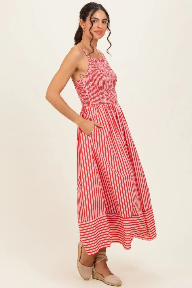 Red Striped Smocked Midi Dress sold by Pinkblush product image thumbnail 2
