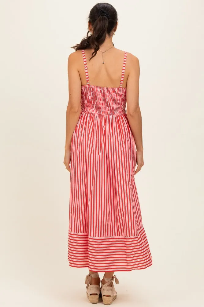 Red Striped Smocked Midi Dress sold by Pinkblush product image thumbnail 3