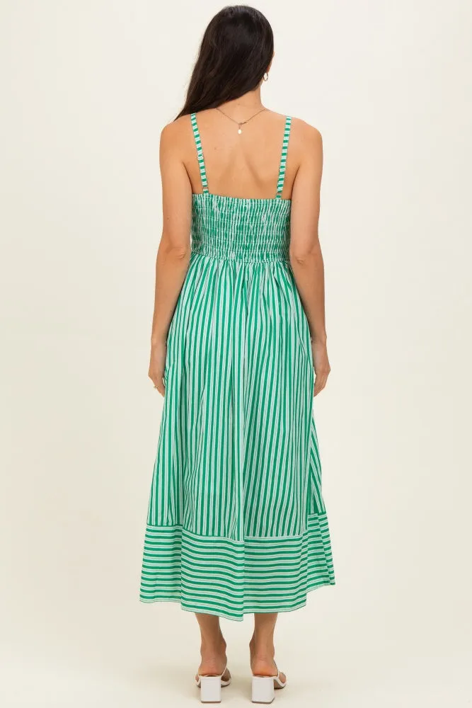 Green Striped Smocked Midi Dress sold by Pinkblush product image thumbnail 3