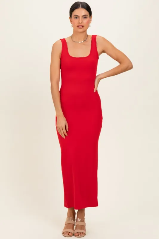 Red Low Back Square Neck Maxi Dress made by Pinkblush