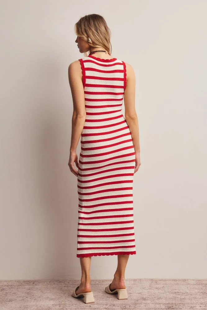 Red Striped Crochet Knit Midi Dress sold by Pinkblush product image thumbnail 4