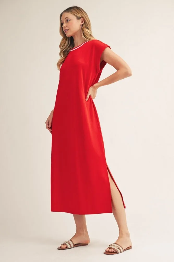 Tomato Red Side Slit Midi Dress sold by Pinkblush product image thumbnail 2