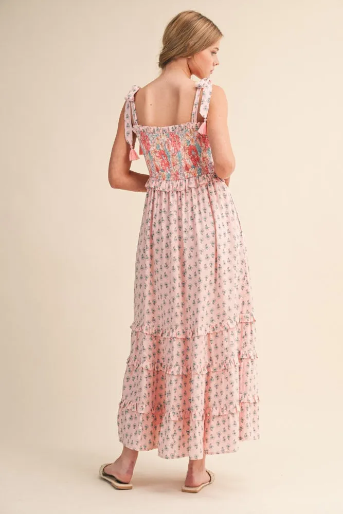 Pink Peach Multi Floral Smocked Midi Dress sold by Pinkblush product image thumbnail 3