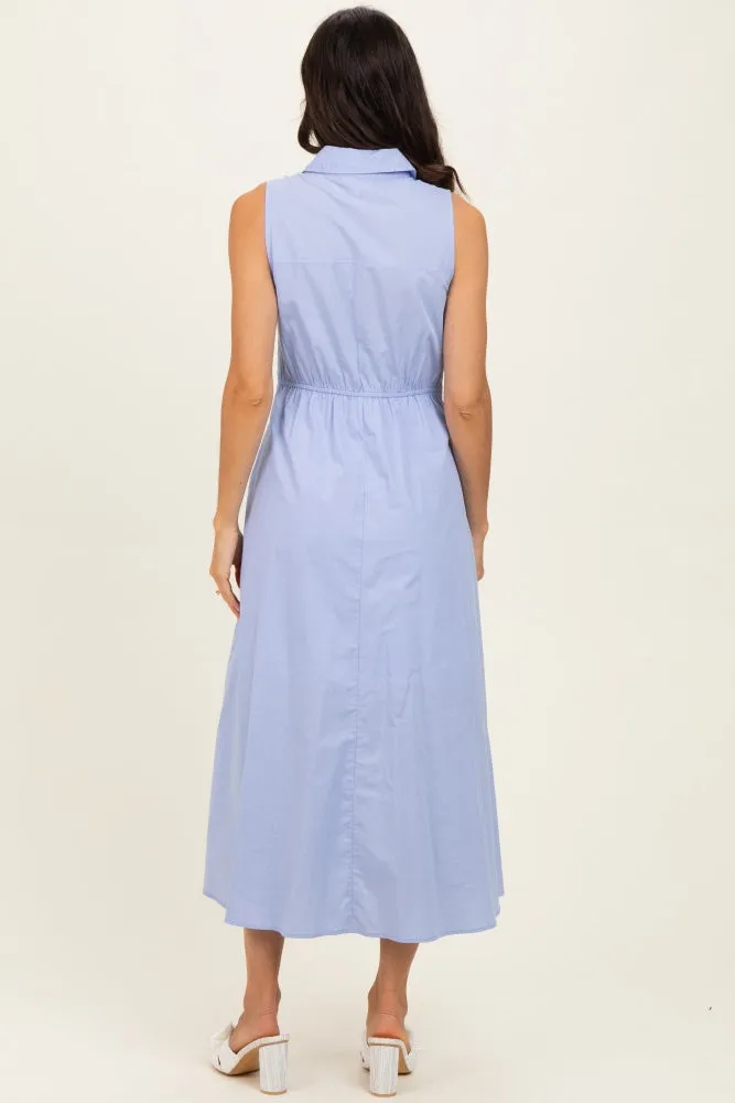 Chambray Button Up Sleeveless Midi Dress sold by Pinkblush product image thumbnail 3