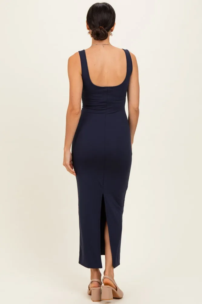 Navy Low Back Square Neck Maxi Dress sold by Pinkblush product image thumbnail 3