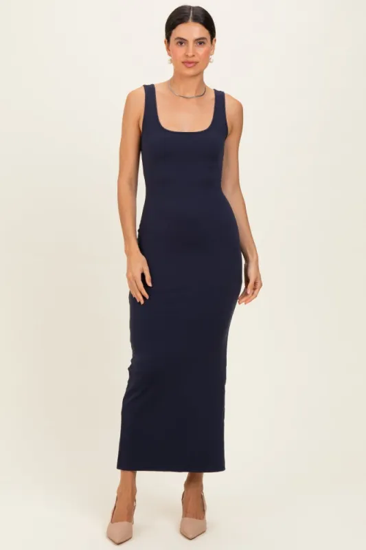 Navy Low Back Square Neck Maxi Dress made by Pinkblush