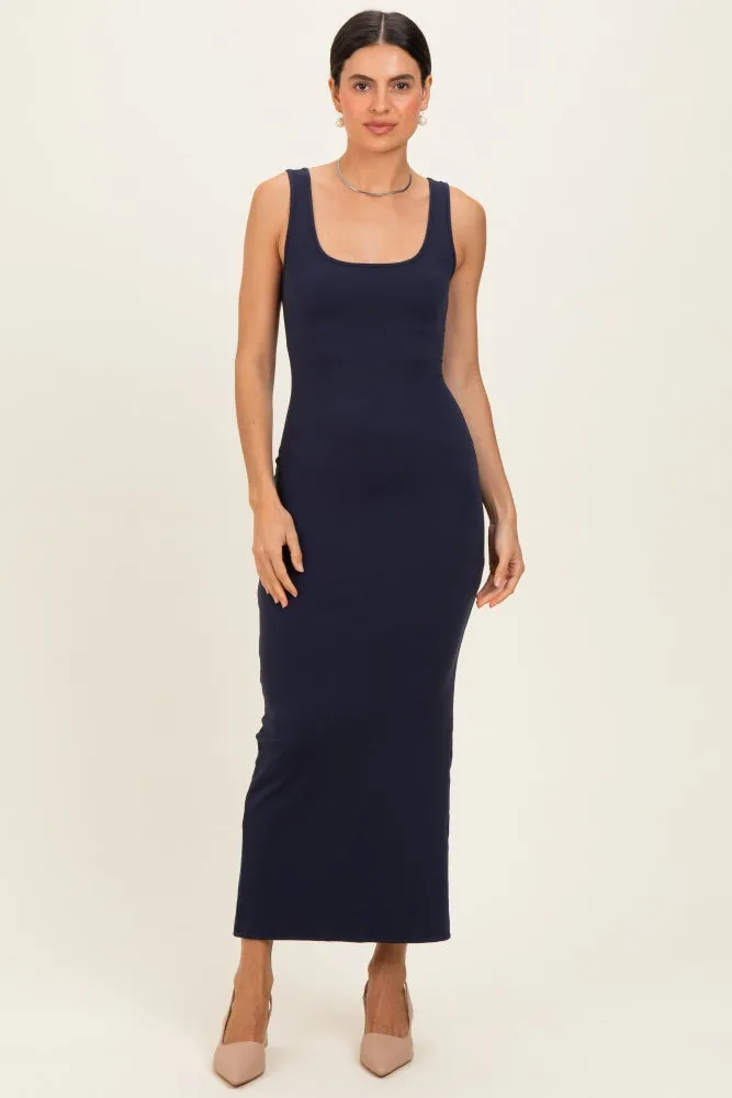 Navy Low Back Square Neck Maxi Dress sold by Pinkblush