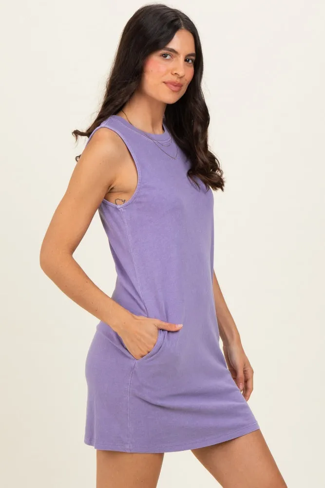 Purple Pigment Dyed Sleeveless Mini Dres sold by Pinkblush product image thumbnail 3