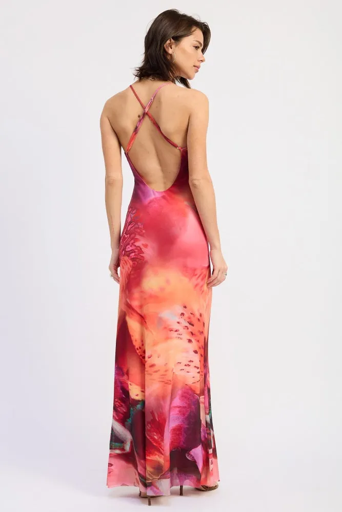 Pink Printed Crisscross Back Maxi Dress sold by Pinkblush product image thumbnail 4