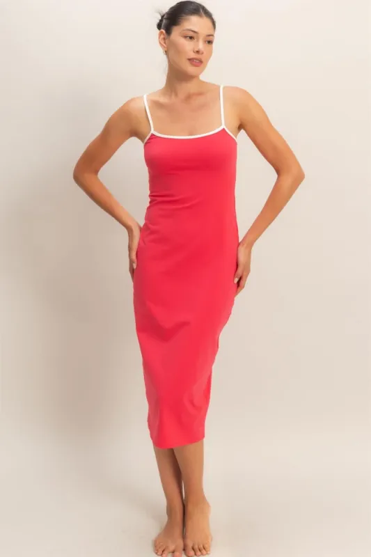 Tomato Cutout Fitted Midi Dress made by HYFVE