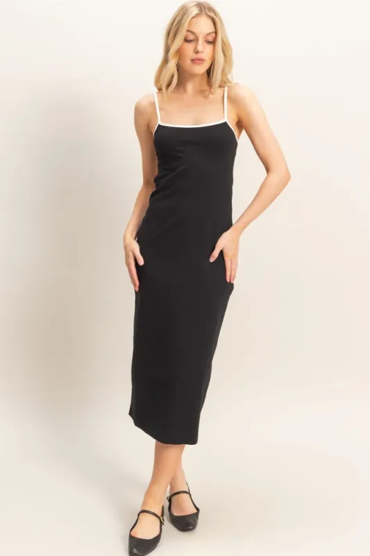 Black Cutout Fitted Midi Dress made by HYFVE