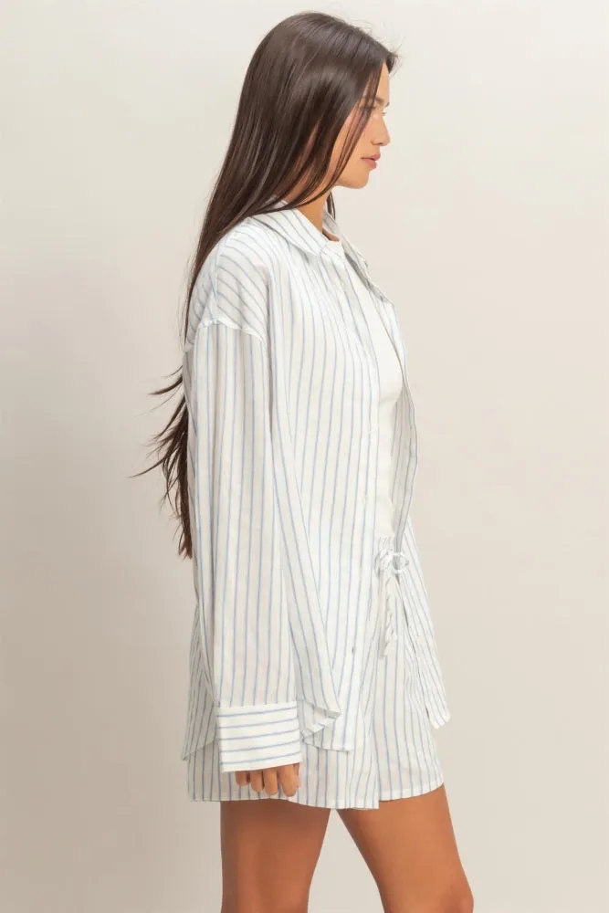 Blue Striped Button Down Shirt sold by Pinkblush product image thumbnail 3