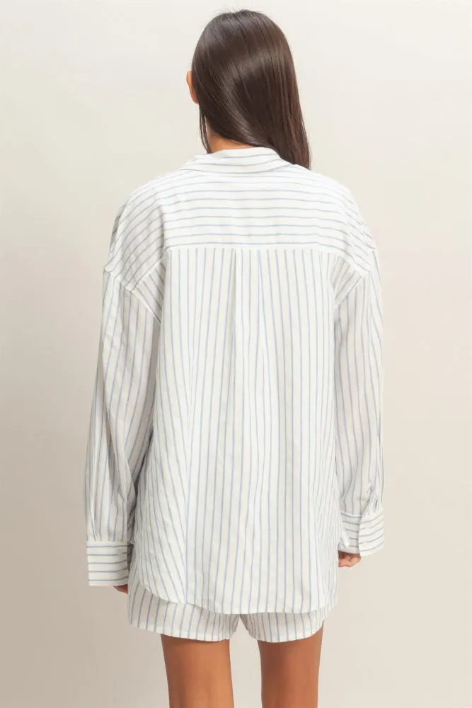 Blue Striped Button Down Shirt sold by Pinkblush product image thumbnail 4