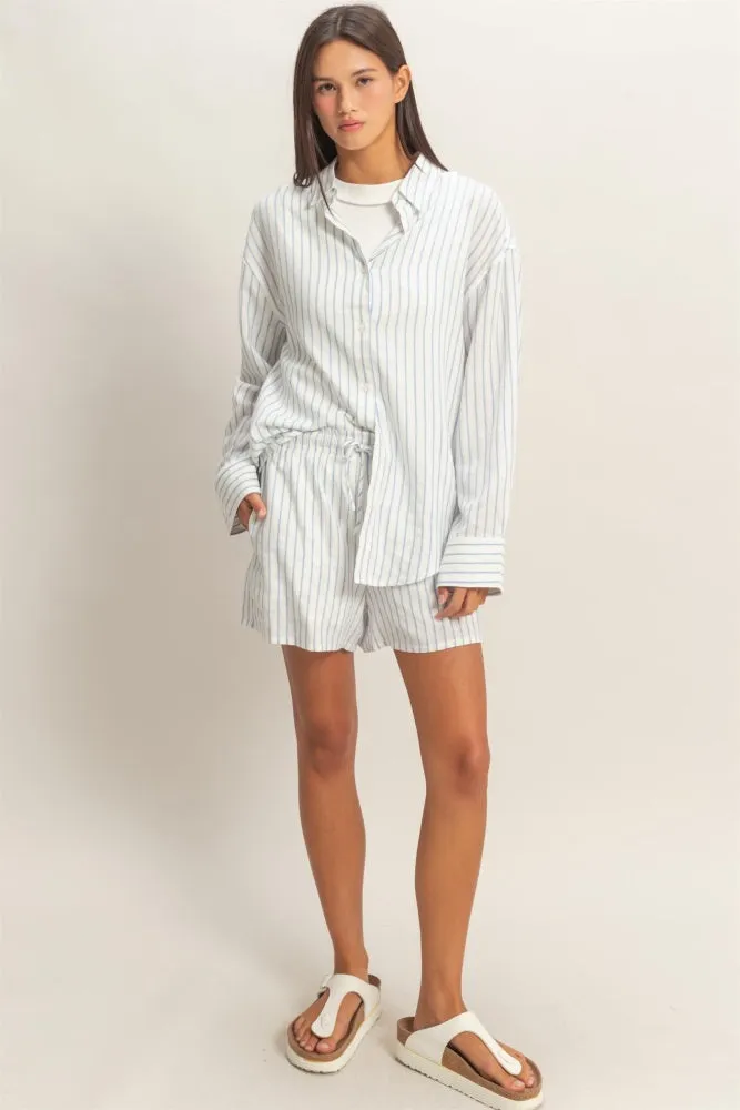 Blue Striped Button Down Shirt sold by Pinkblush product image thumbnail 2