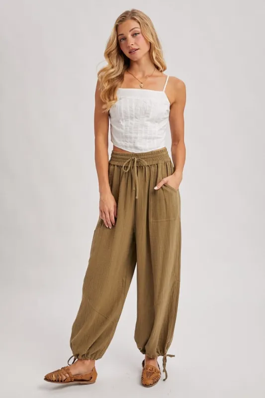 Olive Tie Hem Pants made by Bluivy