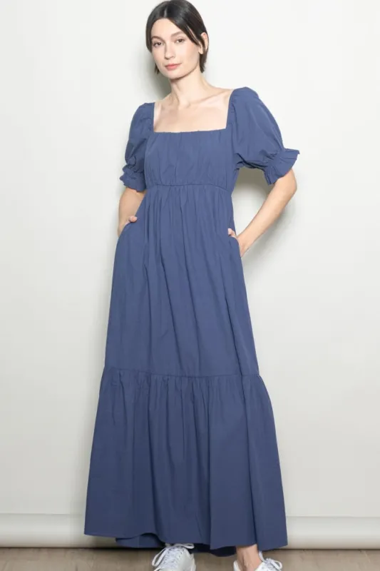 Midnight Open Back Ribbon Tie Maxi Dress made by Pinkblush