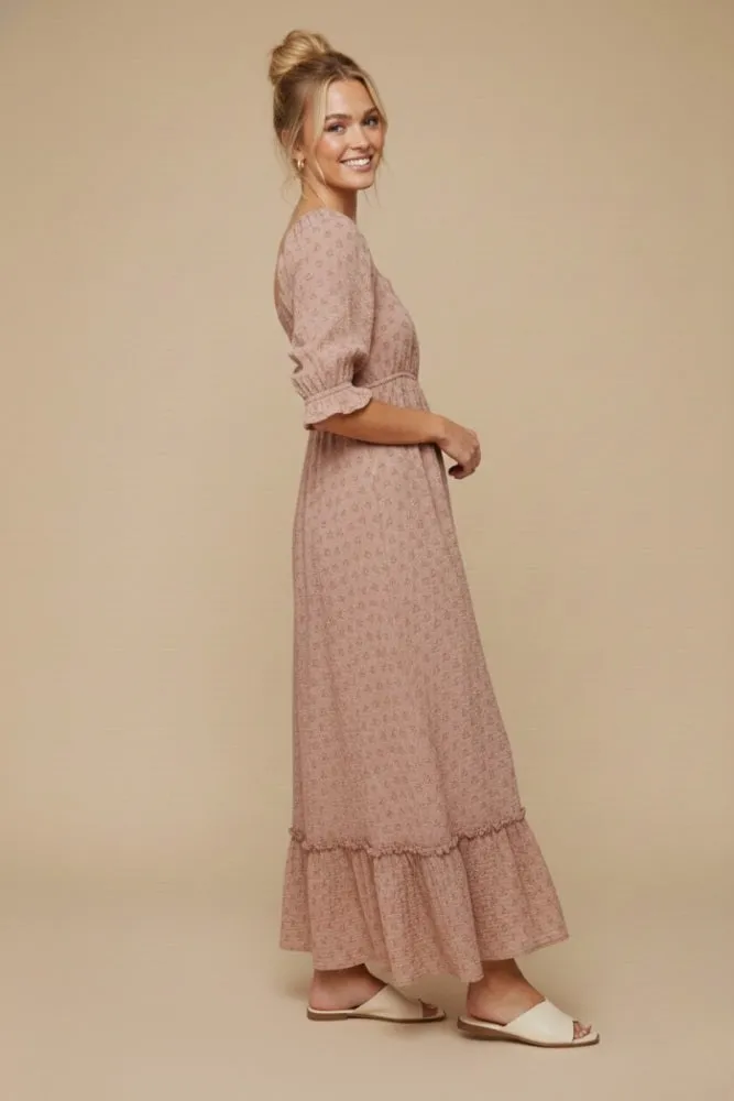 Mauve Floral Square Neck Maxi Dress sold by Pinkblush product image thumbnail 3