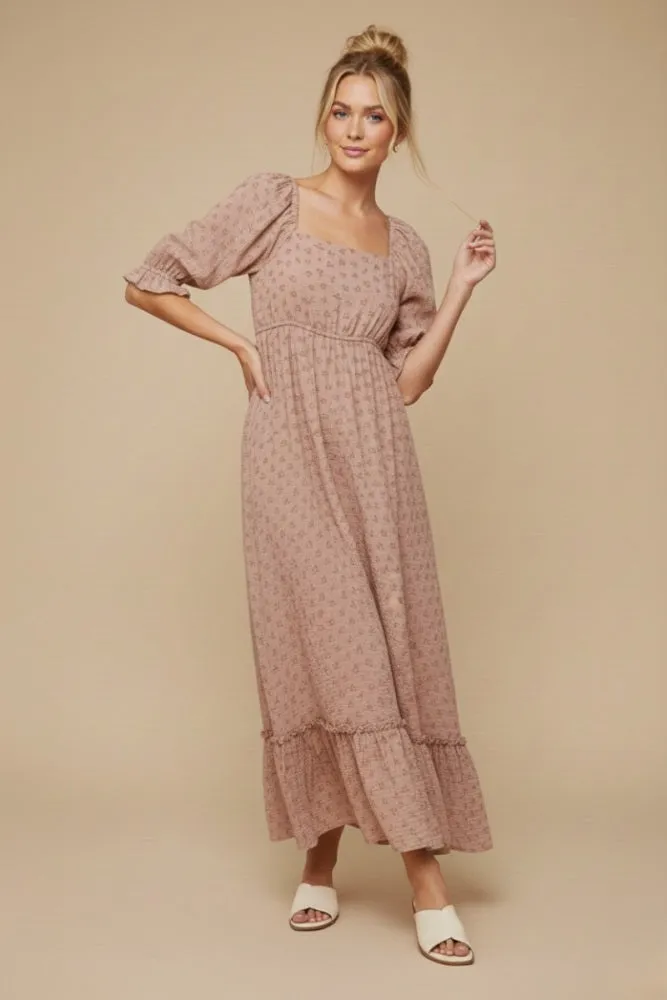 Mauve Floral Square Neck Maxi Dress sold by Pinkblush product image thumbnail 2