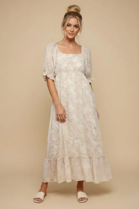 Light Pink Paisley Square Neck Maxi Dress made by Jnna