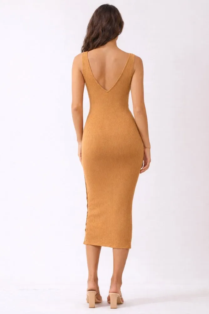 Camel Notch Neckline Tank Dress sold by Pinkblush product image thumbnail 3