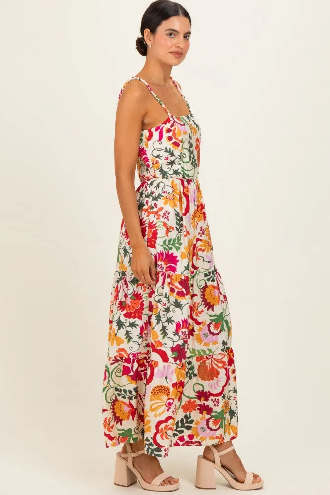 Cream Floral Tiered Midi Dress sold by Pinkblush product image thumbnail 2