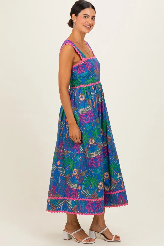 Navy Tropical Embroidery Midi Dress sold by Pinkblush product image thumbnail 2
