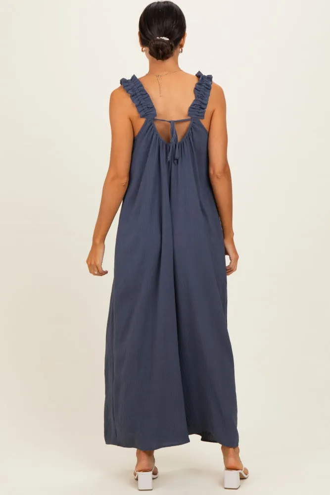 Navy Ruffle Strap Wide Leg Jumpsuit sold by Pinkblush product image thumbnail 3