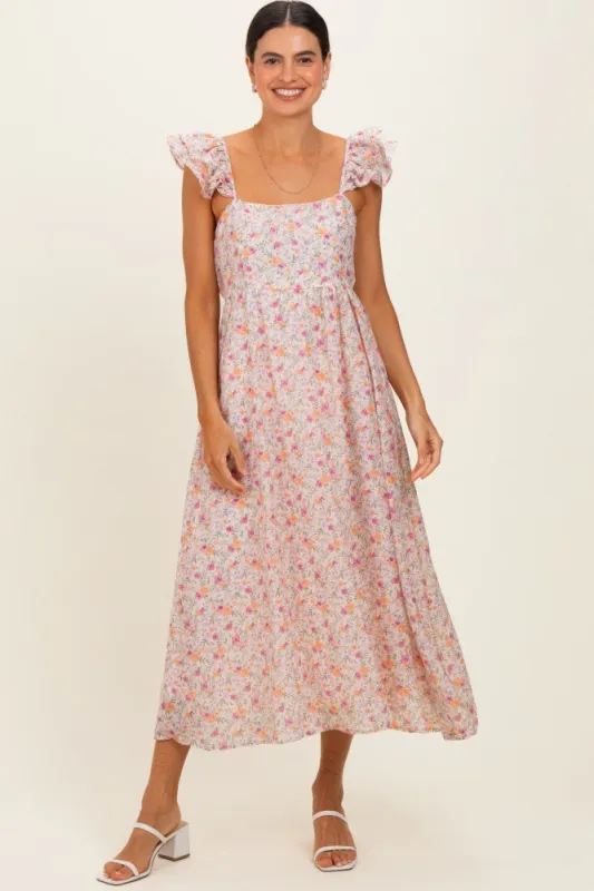 Blush Floral Ruffle Strap Midi Dress made by Pinkblush