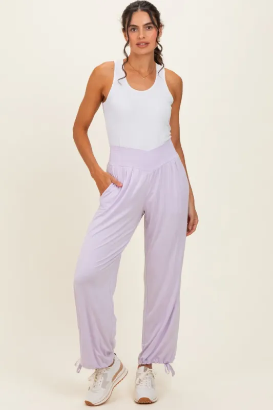 Lilac Crossover Waist Pants made by Rae Mode