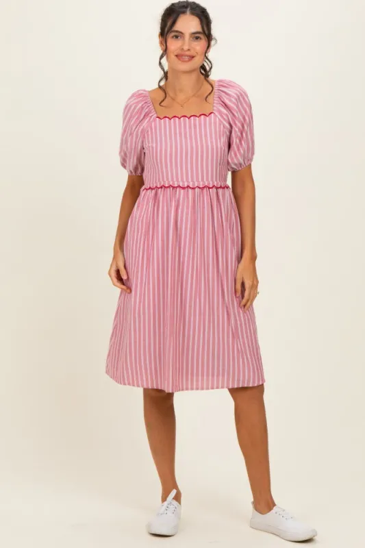 Red Gingham Square Neck Dress made by Polagram