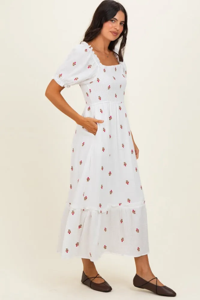 Ivory Embroidered Smocked Midi Dress sold by Pinkblush product image thumbnail 2
