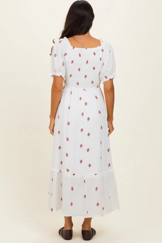 Ivory Embroidered Smocked Midi Dress sold by Pinkblush product image thumbnail 3