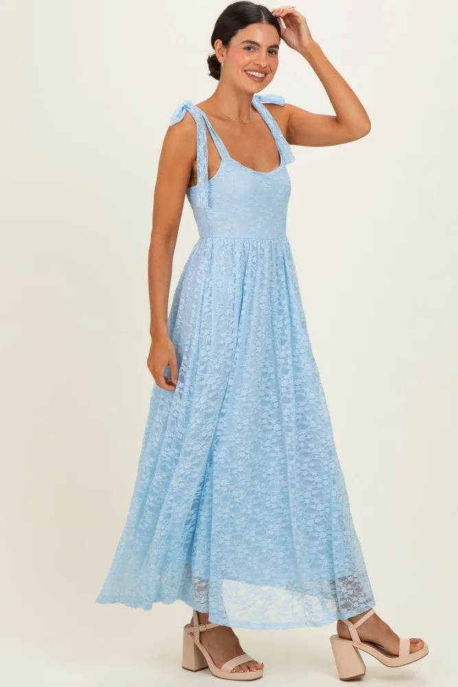 Light Blue Sleeveless Lace Maxi Dress sold by Pinkblush product image thumbnail 2