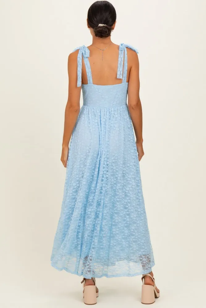 Light Blue Sleeveless Lace Maxi Dress sold by Pinkblush product image thumbnail 3