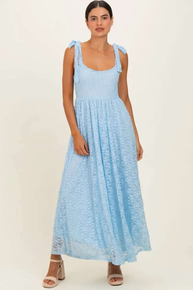 Light Blue Sleeveless Lace Maxi Dress sold by Pinkblush