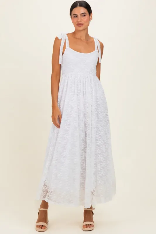 Ivory Sleeveless Lace Maxi Dress made by Pinkblush
