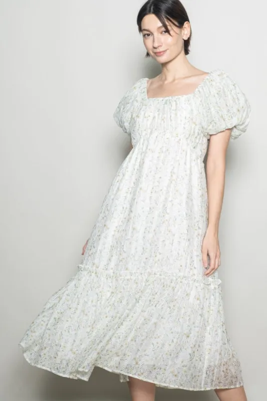Daisy Floral Puff Sleeve Midi Dress made by Pinkblush
