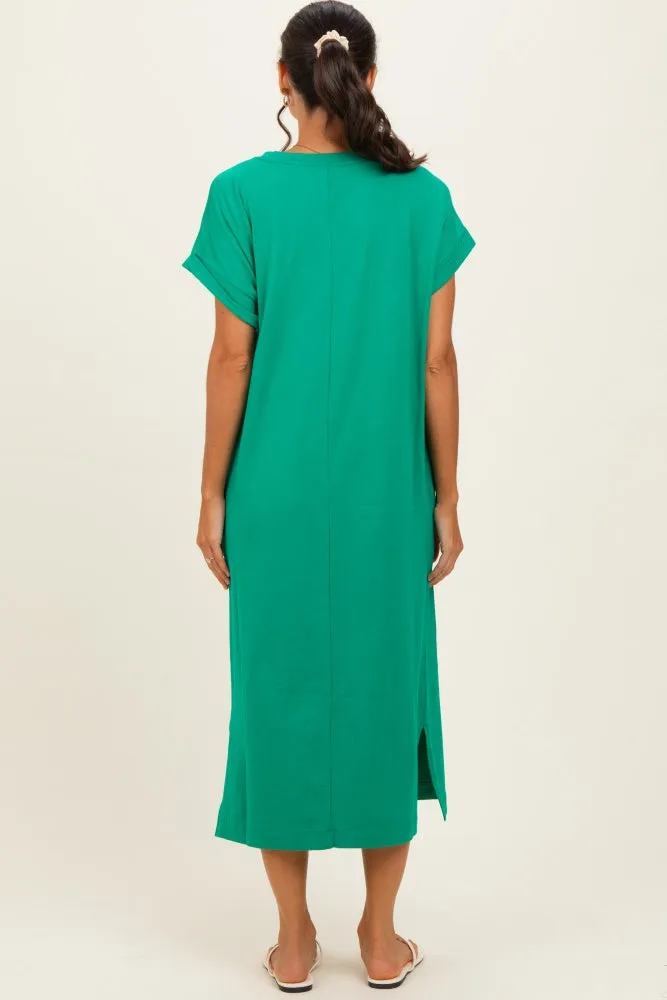 Kelly Green Pocket Front Midi T-Shirt Dress sold by Pinkblush product image thumbnail 3