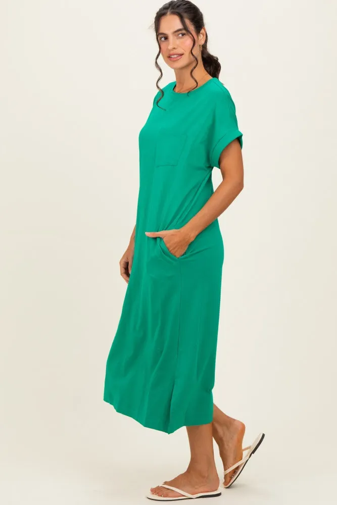 Kelly Green Pocket Front Midi T-Shirt Dress sold by Pinkblush product image thumbnail 2